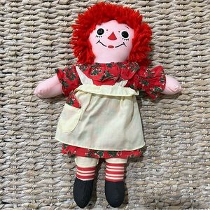 VTG Hasbro 1997 Christmas Raggedy Ann Holiday Red Dress Candy Cane‎ 13”.